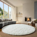 ONASAR Cream White Round Rugs 7ft for Living Room, Ivory Fluffy Bedroom Circle Area Rug, Soft Plush Shaggy Carpet for Kids Girls Boys Teen Nursery Dorm Classroom Playroom Home Decor Aesthetic