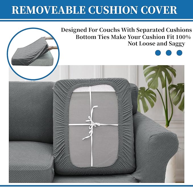 XINEAGE 2026 New 3 Pieces Couch Covers for 2 Cushion Sofa Super Stretch Loveseat Slipcover Pet Dog Universal Slip Cover Anti Slip Love Seat Furniture Protector (Light Gray, 55"-69")