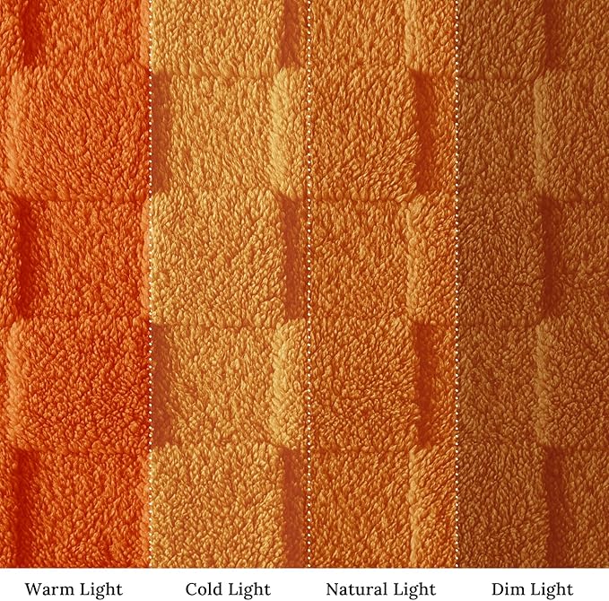 Exclusivo Mezcla Twin Size Flannel Fleece Blanket, Super Soft and Warm Lightweight Checkered Pattern Blanket for All Seasons, 60x80 Inches, Burnt Orange