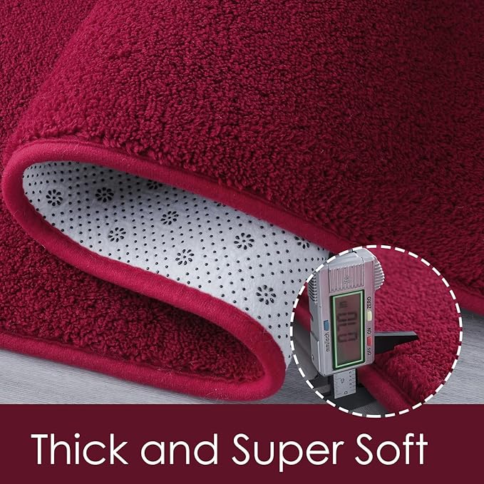 AROGAN Modern Shag Area Rug, 6x9 Feet Washable Bedroom Carpet, Plush Memory Foam Kids Girls Teens Room Low Pile Rug Decor, Wine Red