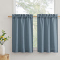 RYB HOME Cafe Curtains 24 inches Length, Linen Sheer Short Curtains for Small Window, Half Privacy Light Filetring Window Tier Valance for Kitchen Bathroom, W 26 x L 24, Stone Blue, 2 Panels Set