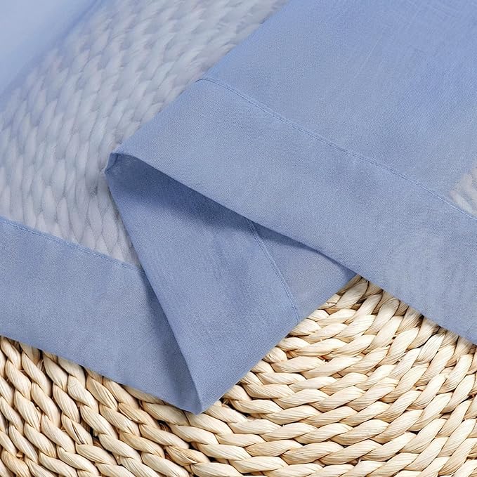 Chyhomenyc Sheer Curtains 108 Inch Length 2 Panels Set - Extra Long Light Filtering Solid Voile Window Drapes for Living Room Bedroom, 42Wx108L, 9FT Length, Denim Blue
