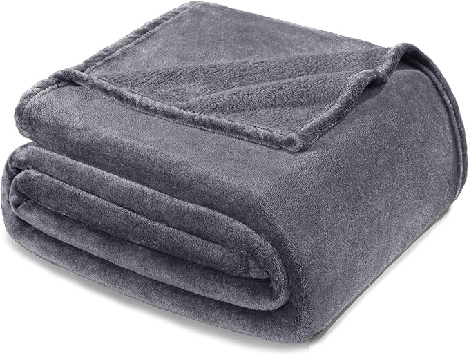 Exclusivo Mezcla Fleece Blanket Twin Size for Bed, Super Soft and Warm, All Season, Cozy, Plush, Lightweight, 90x66 Inches, Dark Grey