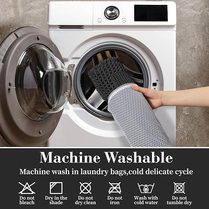 RESARE Waffle Bathroom Runner Rugs, Super Absorbent Bath Mat Non Slip Washable Quick Dry, Upgraded Ultra Soft Boho Bath Rugs with Tassels for Hallway Bedroom Laundry Room, 20"x32" Black