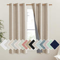 NICETOWN Cream 100% Blackout Linen Curtains 45 inch Long Burg for Dining Room, 1 Pair, 42" Width Each Panel, Farmhouse Thick Completely Blackout Window Treatment Thermal Insulated Drapes