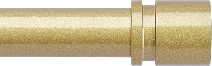Byondeth Curtain Rods for Windows 16 to 120 Inches Adjustable Length 1 Inch Diameter Window Curtain Rod with Aluminium Finials, Flash Gold