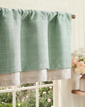 jinchan Curtain Light Filtering Kitchen for Living Room Bedroom Small Windows Valance 18 Inch Double Layer Farmhouse Window Rustic Overlay Rod Pocket 1 Panel Green