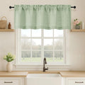 OVZME Valance for Windows, Light Filtering Faux Linen Textured Small Kitchen Valances for Windows, Dual Rod Pocket Farmhouse Short Curtain for Bathroom Basement, 52Wx18L inch, 1 Piece, Sage Green