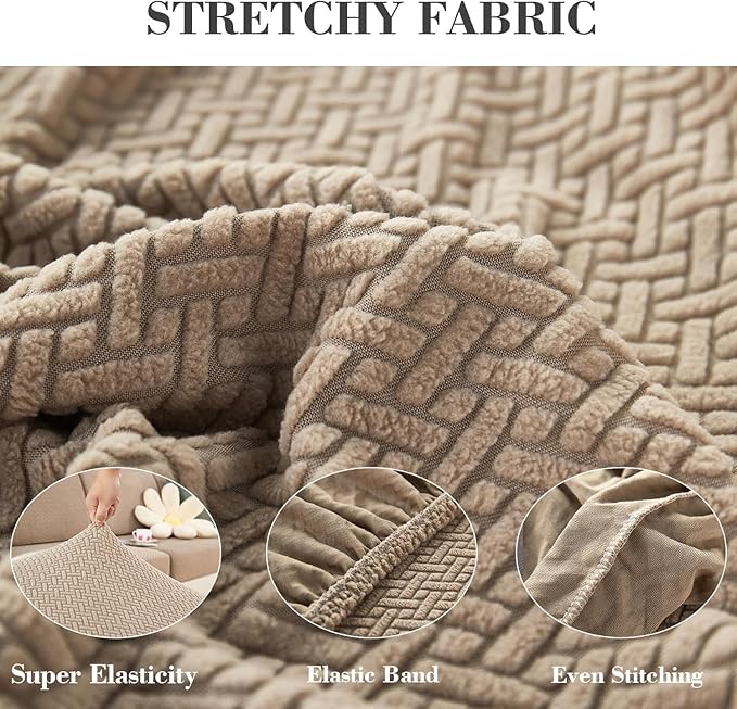 Sofa Covers Couch Covers for Sofa Pet Friendly Couch Cushion Covers Universal Sofa Covers Washable Stretch Slipcovers for Sectional Sofa (Texture Light Coffee,Back Cover L)