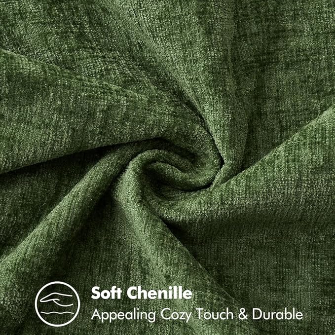 MIULEE Pack of 2 Pillow Covers 20x20 Inch Moss Green Farmhouse Decorative Throw Pillow Covers with Stitched Edge Soft Chenille Solid Dyed Couch Pillow Covers for Sofa Bed Living Room