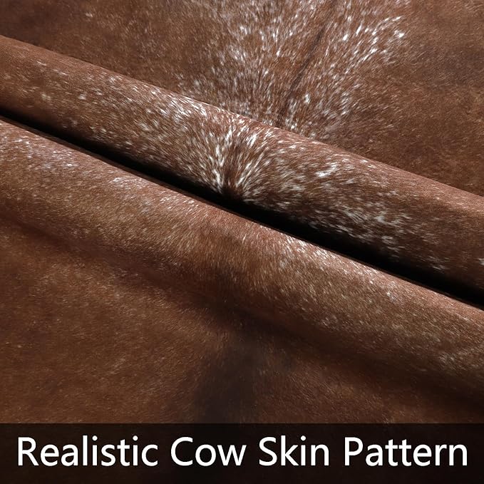 AROGAN Western Decor Faux Fur Cowhide Rug, Middle Size Premium Animal Skin Cow Hide Rug, Sturdy Cow Print Rugs for Wall Decor, Western Floor Carpet for Bedroom Living Room, Brown