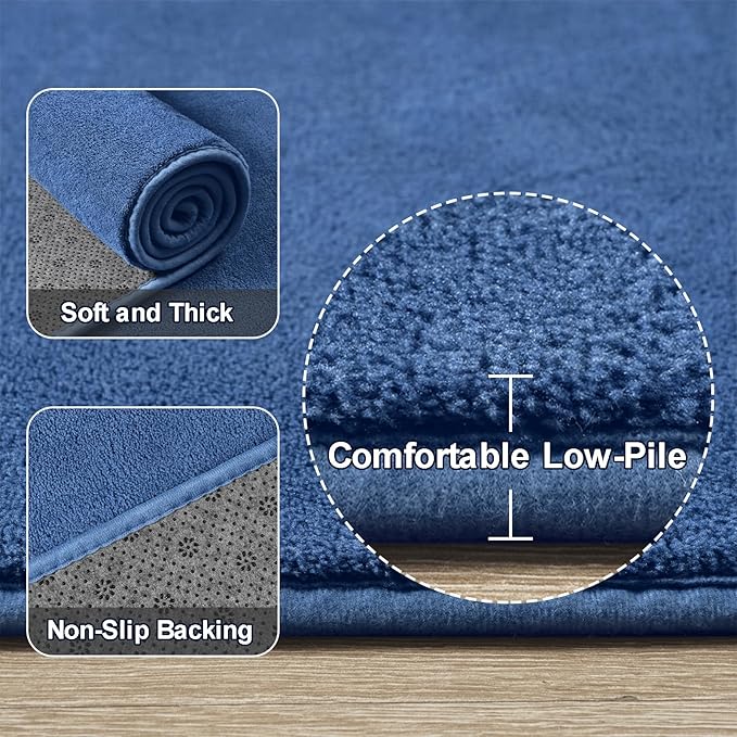 Amearea Large Modern Area Rugs for Bedroom Living Room, 5x8 Feet Blue Thickened Memory Foam Rug, Fluffy Indoor Washable Rugs Non Slip Minimalist Carpet for Boys Girls Dorm Nursery Room Decor