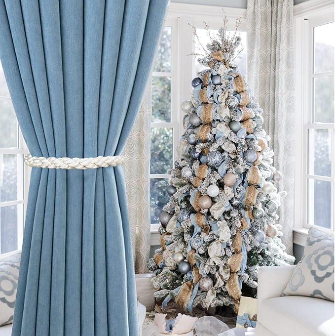 Curtain Tiebacks Ropes, 2pcs Decorative Handmade Tie Backs Boho Curtain Holdbacks Holders Cord for Window Sheer Drapes Indoor Outdoor, Off White