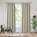 RYB HOME Bedroom Blackout Curtains 80 inches Long, 100% Blackout Thermal Insulated Noise Reducing Curtains for Living Room Nursury, 34 inches Wide by 80 inches Long, Natural