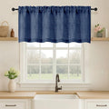 OVZME Navy Blue Valance for Windows, Light Filtering Faux Linen Textured Small Kitchen Valances for Windows, Dual Rod Pocket Farmhouse Short Curtain for Bathroom Basement, 60Wx20L inch, 1 Piece