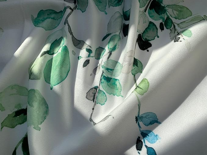 Watercolor Green Leaves Window Valance for Bedroom Living Room, Spring Summer Leaf Vine Plant Curtains Valanes for Windows, 3" Rod Pocket Window Treatment for Home Decorations, 54 x 18 Inch, 1 Pcs
