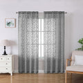 Lecloud Leia 2 Panels Charcoal Grey Sheer Curtains for Bedroom 72 Inches Length, Durable Jacquard Textured Voile Living Room Gray Curtain & Panel, Dual Rod Pockets Clip Leaf Gauzy Drapes, 38x72 Inch