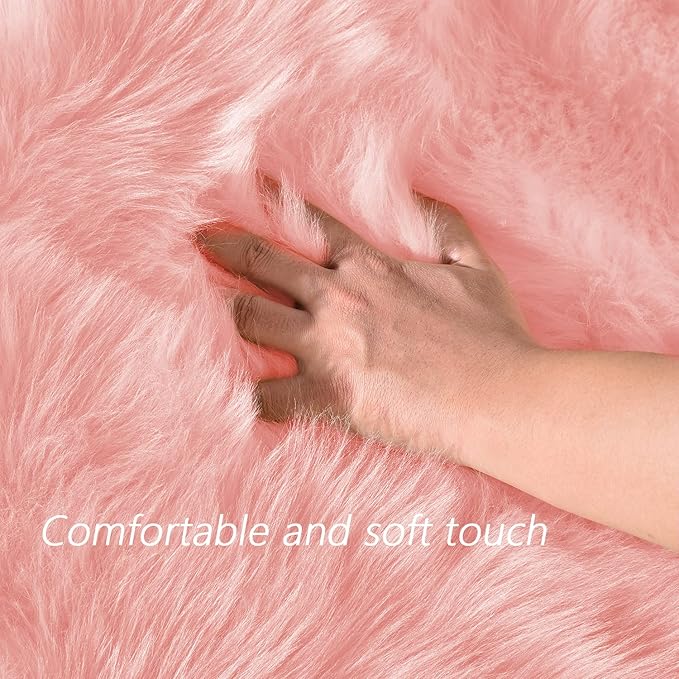 Latepis Pink Rugs for Bedroom Girls Round Rugs 8ft Large Area Fluffy Circle Plush Shaggy Rug Washable Faux Fur Rug for Living Room Nursery Play Tent Floor Home Decor