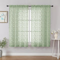 Chyhomenyc Sage Green Sheer Curtains 54 Inch Length for Living Room 2 Panels Set, Light Filtering Tufted Textured Soft Airy Rod Pocket Leaf Window Treatment Drapes for Bedroom, 42" Wx54 L, 2PCS