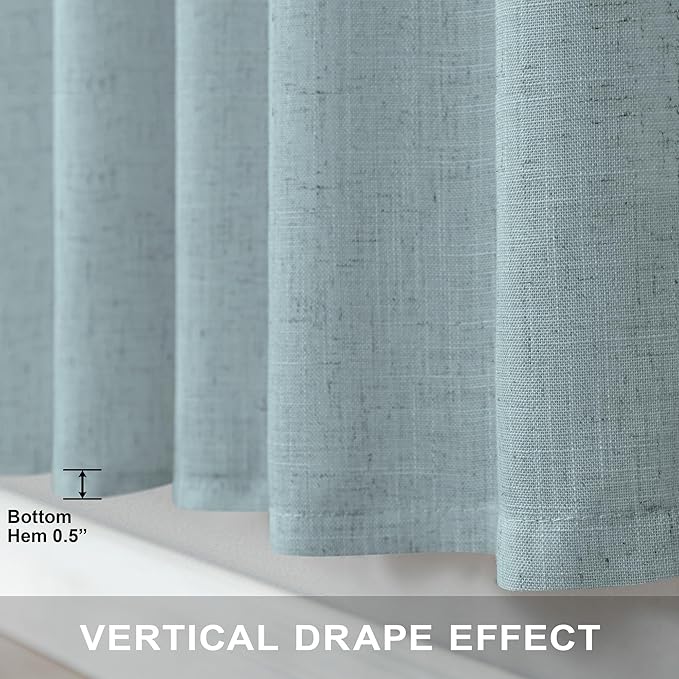 Seafoam Green Curtains 38 Inch Wide for Kitchen Doors 2 Panel Pocket Back Tab Semi Sheer Mini Small Window Aqua Sea Green Curtain for Bedroom Decor Entry Doorway Beach Coastal Decor Width 38x63 Length