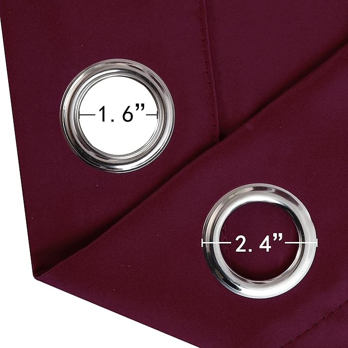 LEMOMO Burgundy Red Thermal Blackout Curtains/38 x 63 Inch/Set of 2 Panels Room Darkening Curtains for Bedroom