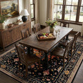 Area Rugs 7'x10' Washable Non-Slip, Floral Vintage Distress Print Pattern Medallion Carpet for Living Room Bedroom Dining Room, Black Colorful Floral Dark Tan