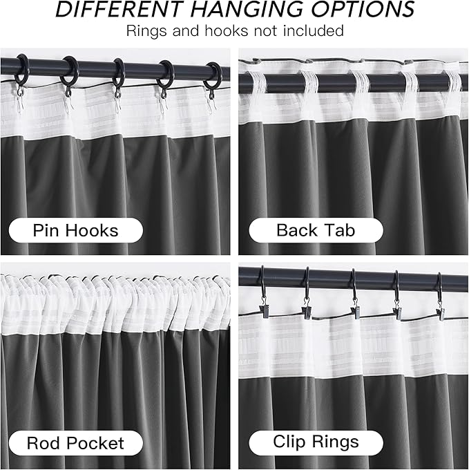 RYB HOME Grey Velvet Curtains 90 inches - Super Soft Blackout Curtains Thermal Insulated Drapes Heat Block Room Darkening Panels for Bedroom/Studio, Wide 52 x Long 90, Grey, 2 Panels