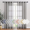 NICETOWN Sheer Curtains Flax Texture for Bedroom, Vintage Grommet Top Linen Textured Semitransparent Privacy Window Treatment Light Filter for Living Room, 52" W x 84" L, Set of 2, Charcoal Grey