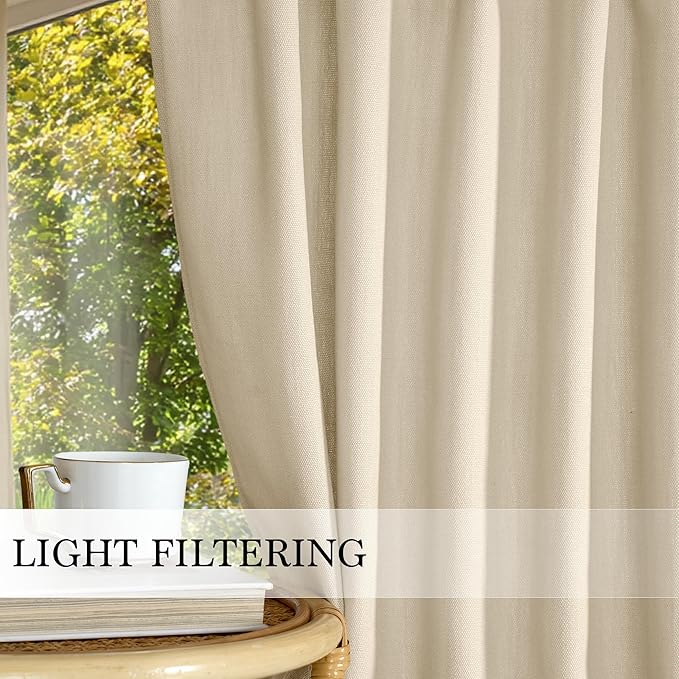 RYB HOME Cafe Curtains 24 inches Length, Short Kitchen Valances and Curtain Set, Thick Faux Linen Blended Privacy Protect Topper for Bedroom Bathroom, 2 Panels, Rod Pocket, Camel, W 26 x L 24 inch