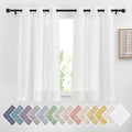 NICETOWN Linen Sheer Short Curtains 48 inch Length 2 Panels for Kitchen, Grommet Semi Sheer Small Curtains & Drapes Privacy with Light Filtering for Nursery, White, W36 x L48, 2 Pieces