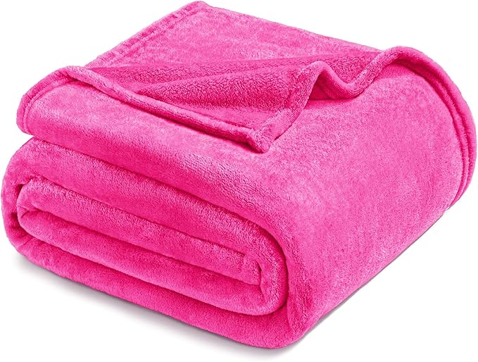 Exclusivo Mezcla Fleece Throw XL Blanket for Couch, Sofa, Super Soft and Warm Hot Pink Blankets, All Season, Cozy, Plush, Lightweight, 50x70 Inches