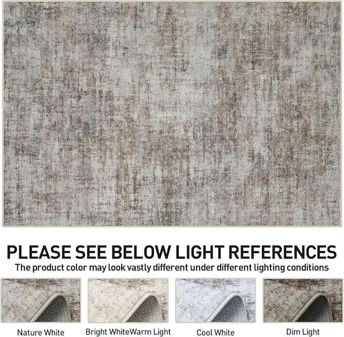 6x9 Area Rugs Washable Rug: Large Modern Abstract Living Room Rug Soft Anti-Skid Thin Carpet Indoor Floor Non-Shedding Carpets for Bedroom Dining Room Farmhouse Nursery Home Office Brown Black