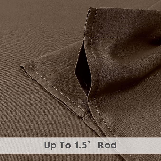 Chyhomenyc Brown Valances for Window, Room Darkening Short Curtains for Kitchen Bedroom Living Room, Rod Pocket Top Small Window Treatment Valance RV Bunk Panels, 60Wx14L, 2 Pieces