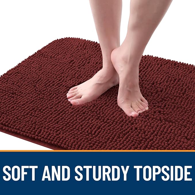 OLANLY Dog Door Mat for Muddy Paws 54x24, Absorbs Moisture and Dirt, Absorbent Non-Slip Washable Doormat, Quick Dry Chenille Mud Mat, Entry Indoor Entryway Carpet for Inside Floor, Caramel Russet