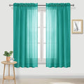 DWCN Teal Sheer Curtains Semi Transparent Voile Rod Pocket Curtains for Bedroom and Living Room, 52 x 63 inches Long, Set of 2 Panels