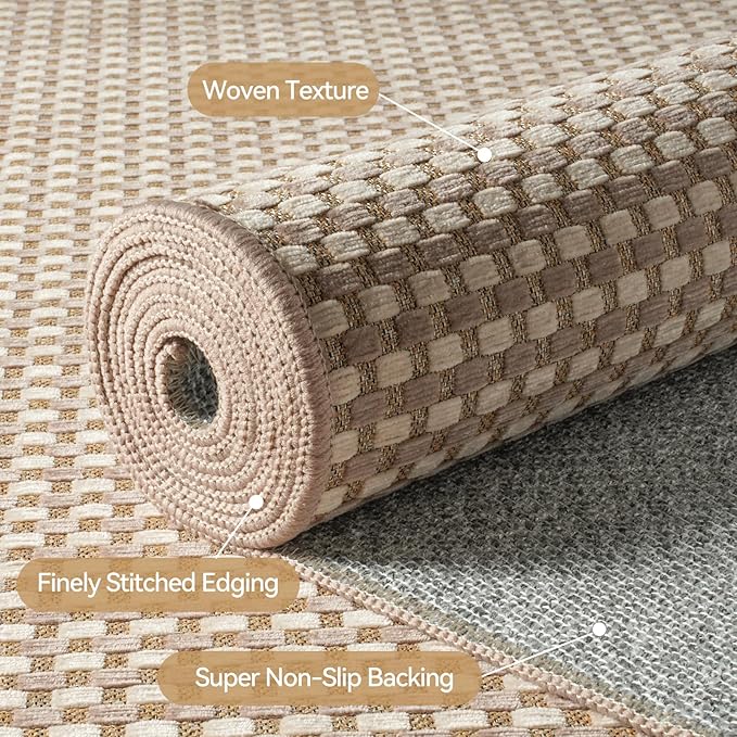 YDKGL 2x3 ft Indoor Door Mat Entryway Rug Non Slip Woven Washable Area Rugs Kitchen Mats for Floor, Front Entry Rug Entrance Doormat for Hall Porch Bathroom Kitchen Bedroom, Easy Clean, Brown 24"x36"