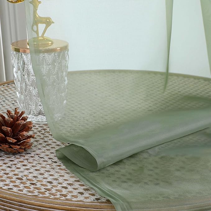 OVZME Sheer Sage Green Curtains 108 Inches Long 2 Panels Set, 59 Inch Extra Wide Lightweight Airy Sage Green Sheer Curtain for Living Room Bedroom, Filmy Voile Rod Pocket, 59Wx108L Inches