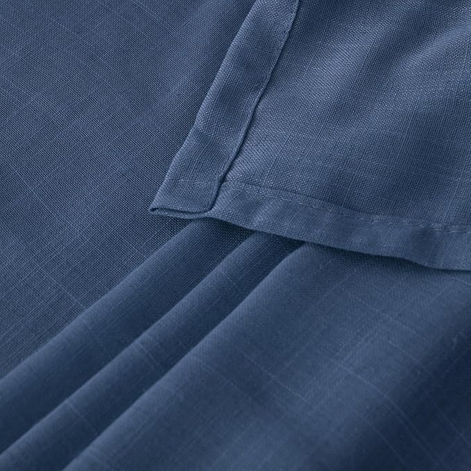BGment Navy Blue Linen Curtains 84 Inch Length for Living Room, Semi Sheer Window Drapes Light Filtering for Bedroom Dining Decorative with Rod Pocket Lightweight, 2 Panels Set, Each 52 Inch Wide