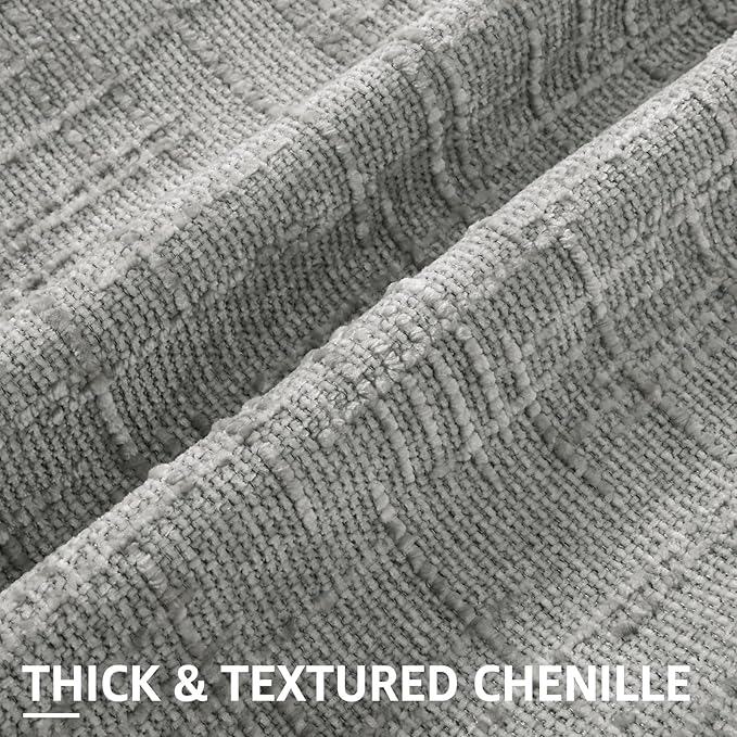 decorUhome Neutral Grey Chenille Euro Sham Throw Pillow Covers 24x24 Set of 2 Textured Soft Cozy Slubby Couch Pillow Covers Modern Farmhouse Boho Decorative Pillow Cases for Bed Sofa Living Room