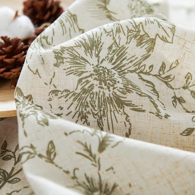 jinchan Linen Blend Floral Curtains for Living Room 45 Inch Length Farmhouse Printed Curtain Rod Pocket Back Tab Sage Green Peony Flower Patterned Drapes Bedroom Curtains Set 2 Panels