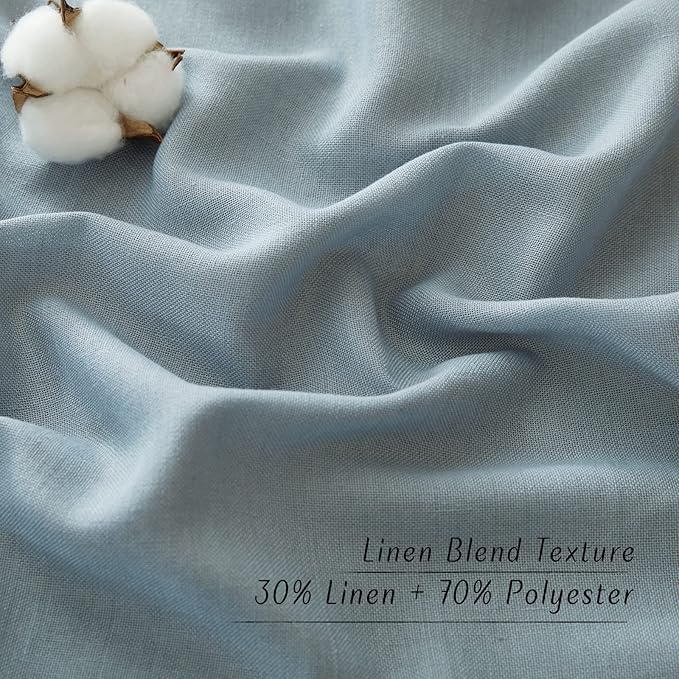 NICETOWN Thick Linen Stone Blue Curtains 108 inch Long for Living Room, Grommet Semi Sheer Linen Blend Curtains & Drapes Privacy Added with Light Filtering for Bedroom, W55 x L108, 2 Panels