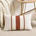 Fancy Homi Set of 1 Rust Boho Long Lumbar Decorative Throw Pillow Cover 12x24 Inch for Couch Bed Sofa, Aesthetic Modern Organic Fall Room Decor, Soft Cotton Cute Terracotta Farmhouse Cushion Case