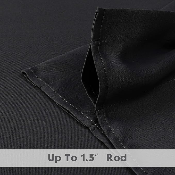 Chyhomenyc Black Valances for Window, Room Darkening Short Curtains for Kitchen Bedroom Living Room, Rod Pocket Top Small Window Treatment Valance RV Bunk Panels, 40" Wx18 L, 2 Pieces