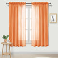 DWCN Sheer Orange Curtains 63 inch Length 2 Panels Set, Rod Pocket Solid Color Gauzy Window Treatments Lightweight Breathable Panels for Bedroom/Kitchen/Living, 2pcs, W52 x L63