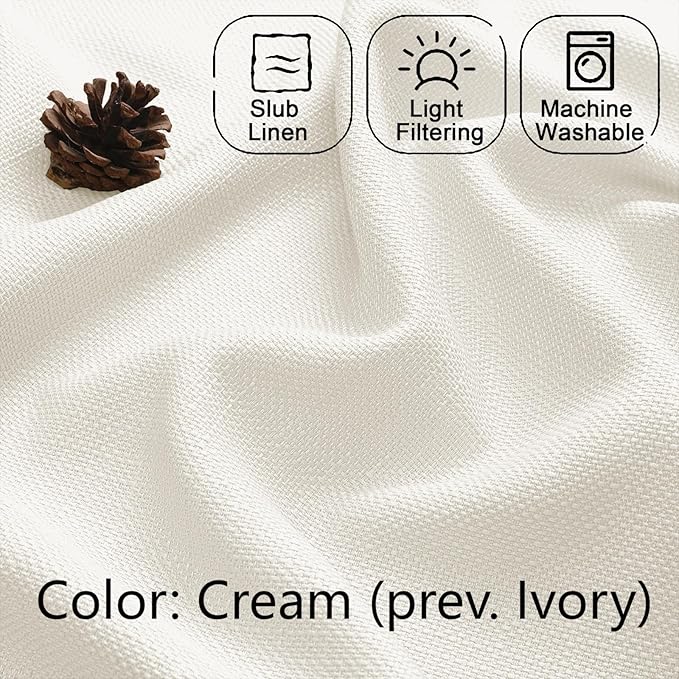 Chyhomenyc Cream Valance for Windows, Light Filtering Faux Linen Textured Small Kitchen Window Curtain, Rod Pocket Short Valance for Bathroom Laundry Basement, 60Wx14L inch, 1 Piece