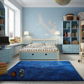 Ophanie Blue Rug, Boys 4x6 Rugs for Bedroom Royal Dark Blue Carpet Nursery Aesthetic, Kids Playroom Navy Area Rugs for Girls Teen Home Decor, Fluffy Shag Bedside Floor Living Room Carpet