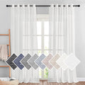 NICETOWN Privacy White Sheer Linen Curtains 96" L, Grommet Semi Sheer Linen Elegant Vertical Drapes with Light Filtering Window Treatments for Farmhouse/Porch, 140" W Total 2 Panels