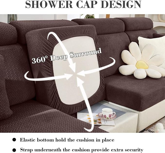 Sofa Covers Couch Covers for Sofa Pet Friendly Couch Cushion Covers Universal Sofa Covers Washable Stretch Slipcovers for Sectional Sofa (Texture Brown, Headrest Cover)