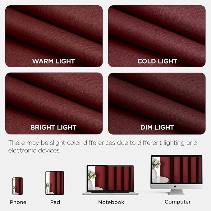 Joydeco Blackout Patio Sliding Door Curtains 84 Inches Long, Grommet Privacy Room Divider Curtains, Extra Wide Thermal Blackout Drapes for Bedroom Living Room (Burgundy Red, 70Wx84L, 1 Panel)