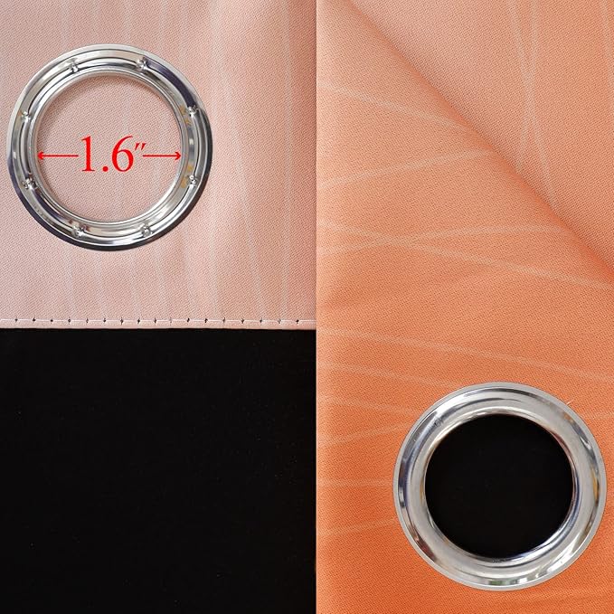 Ombre Orange and Blue Blackout Curtains 45 Inch Length 2 panels, Full Room Darkening Curtains for Bedroom, Thermal Insulated Gradient Drapes, Full Light Blocking Curtains with Grommet, 52x45 Inch